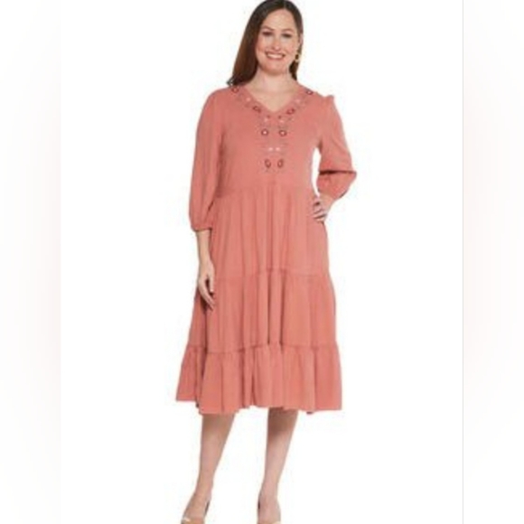 PRESWICK & MOORE 3/4 SLEEVES PEASANT DRESS SIZE IX  NEW WITH TAGS - Picture 2 of 10